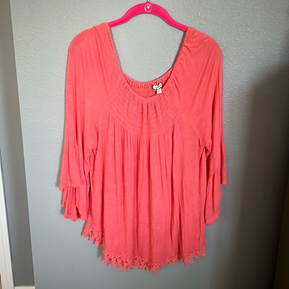 Smocked Coral Blouse